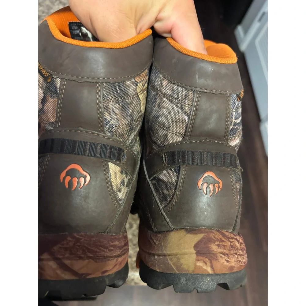 Wolverine Mens Waterproof Hunting Boots Camo Brown Orange Size 11.5 M Leather